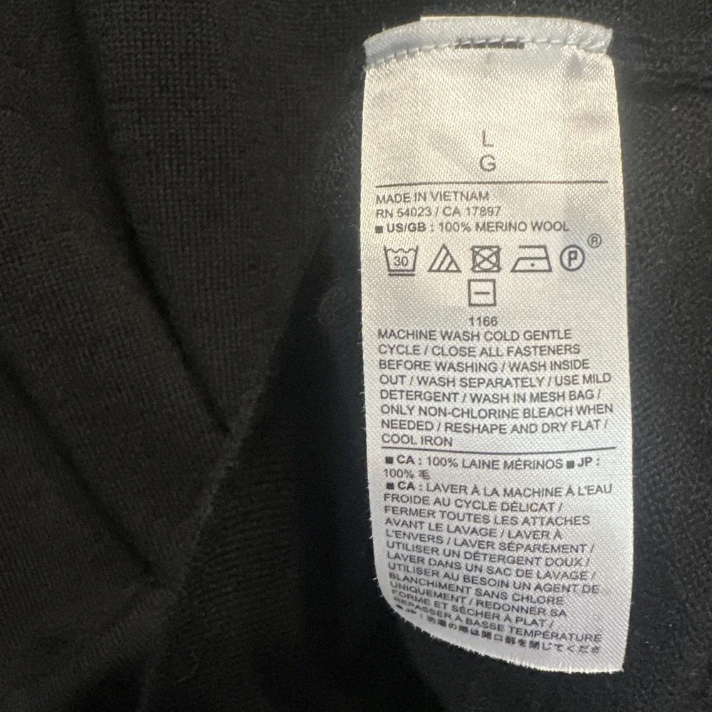 Banana Republic Sweater Polo Mens L Black Merino Wool Slim Long Sleeve 486764-00